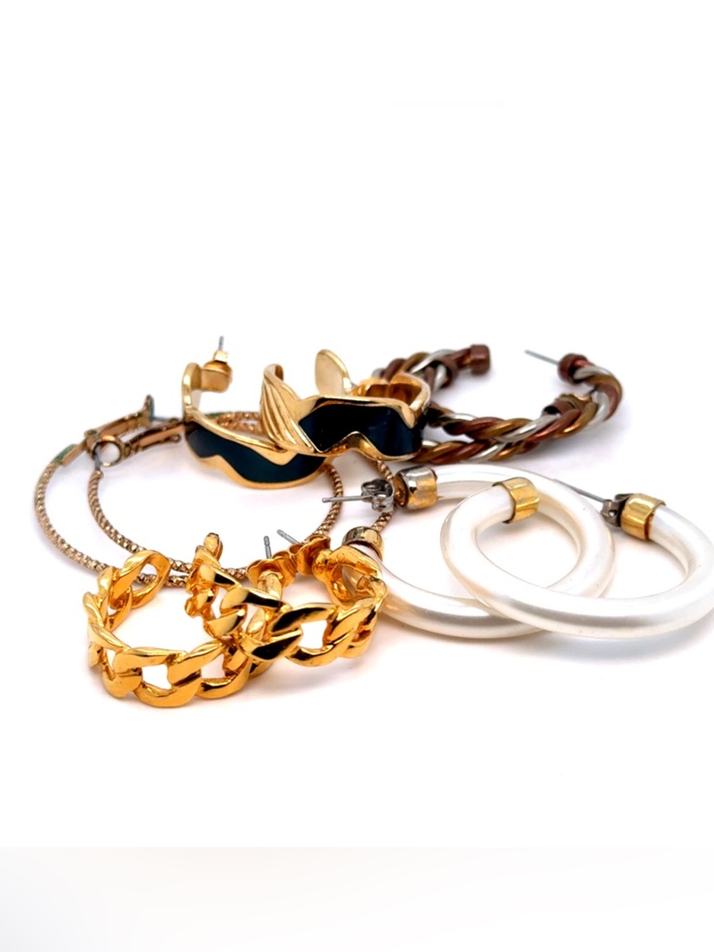 Gold and Black Hoop Earrings